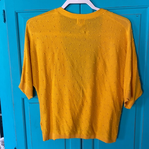 Lightweight Cardigan Textured Yellow Bracelet- Length Sleeves Cocoon Sweater M - Picture 7 of 10